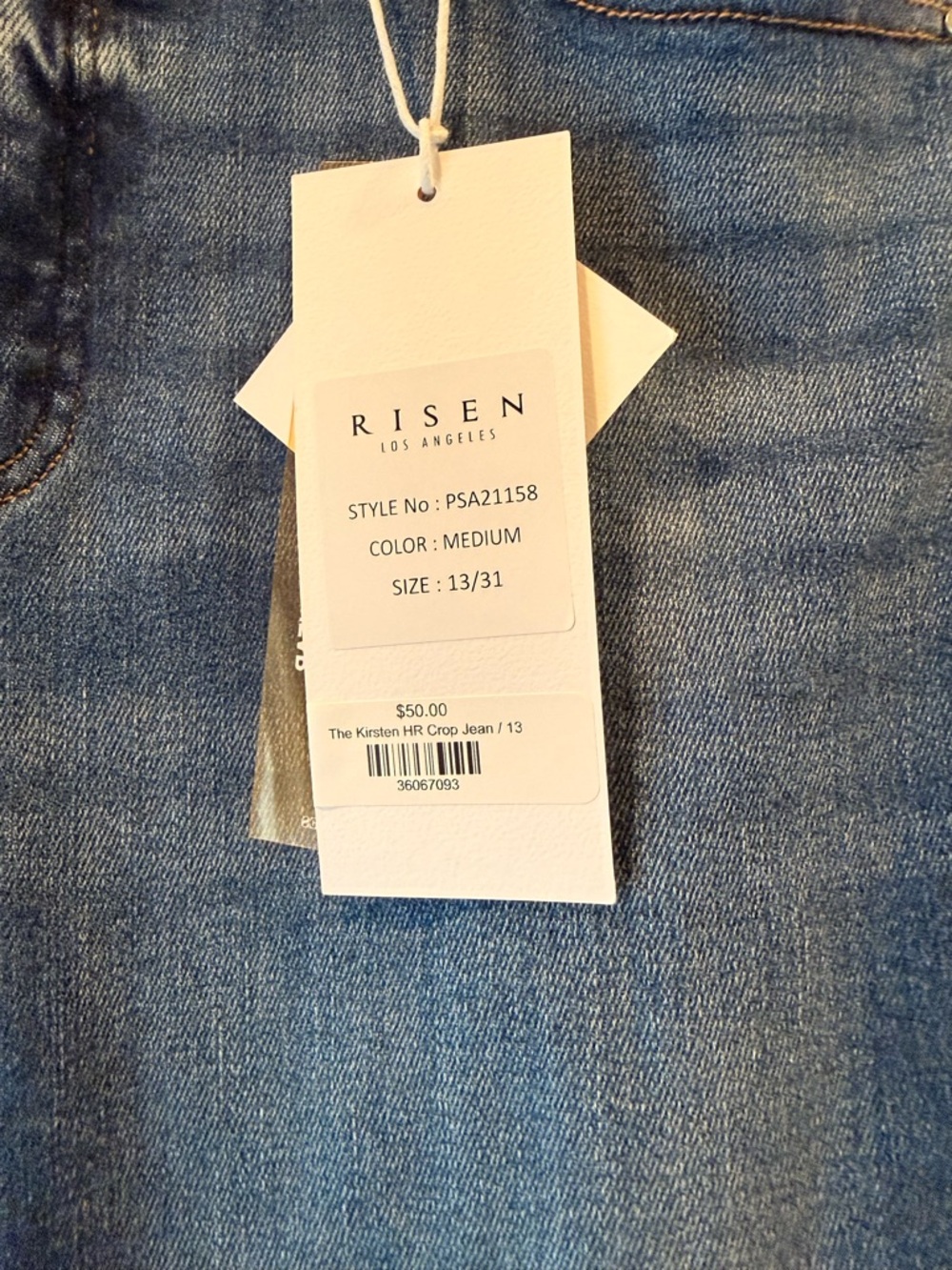 Risen High Rise Crop Jeans | Wide Leg | Medium Wash | NWT | Size 13/31 - Picture 5 of 5